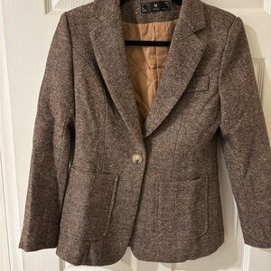 Women's Brown Tweed Blazer Small NWOT